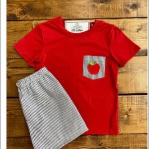 Boys Apple Seersucker Short Set